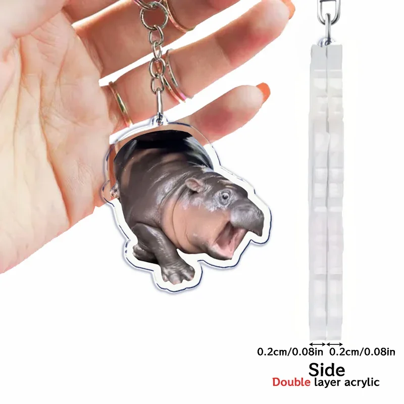 Funny Baby Hippo Cute Keychains Keyring for Accessories Bag Moo Deng Meme Pendant Keyring Jewelry Fans Gifts