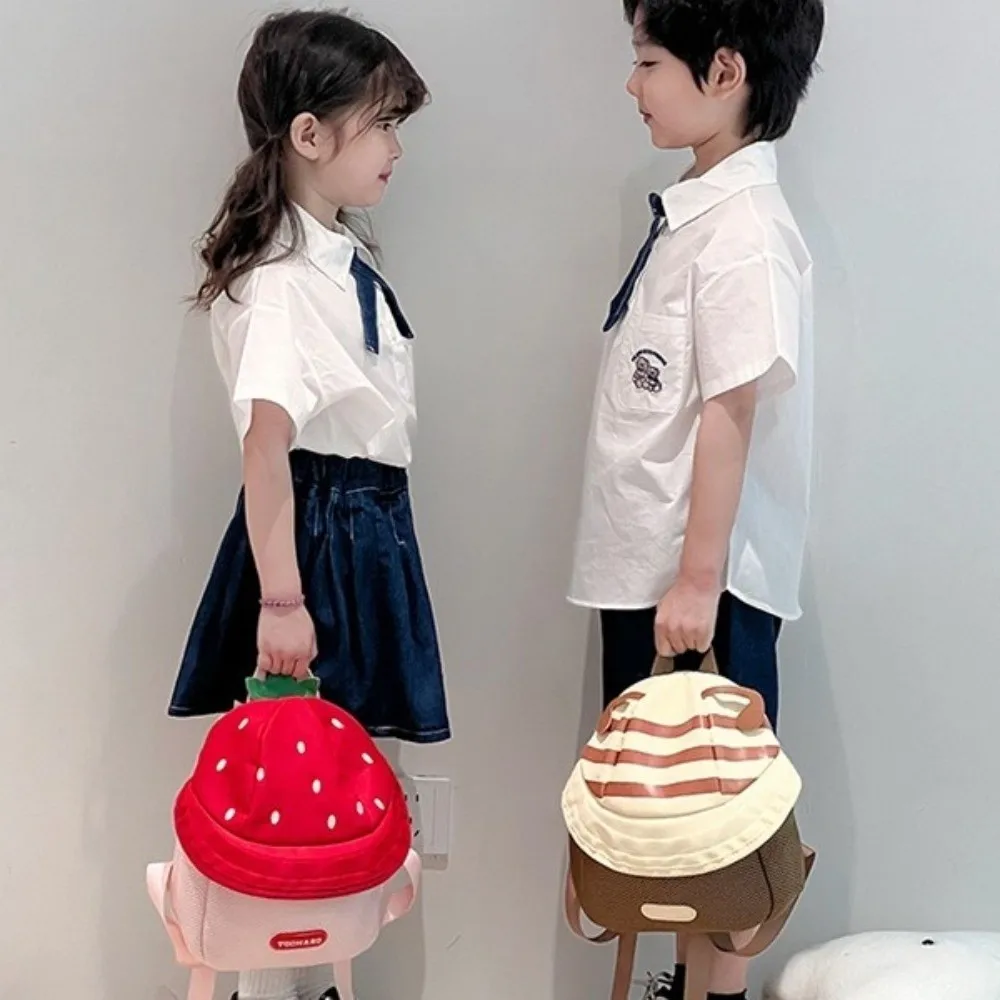 حقيبة تخزين الفراولة الأطفال على ظهره القماش سعة كبيرة الكرتون Daypack مزدوجة الكتفين الفاكهة الطلاب حقيبة مدرسية الفتيات