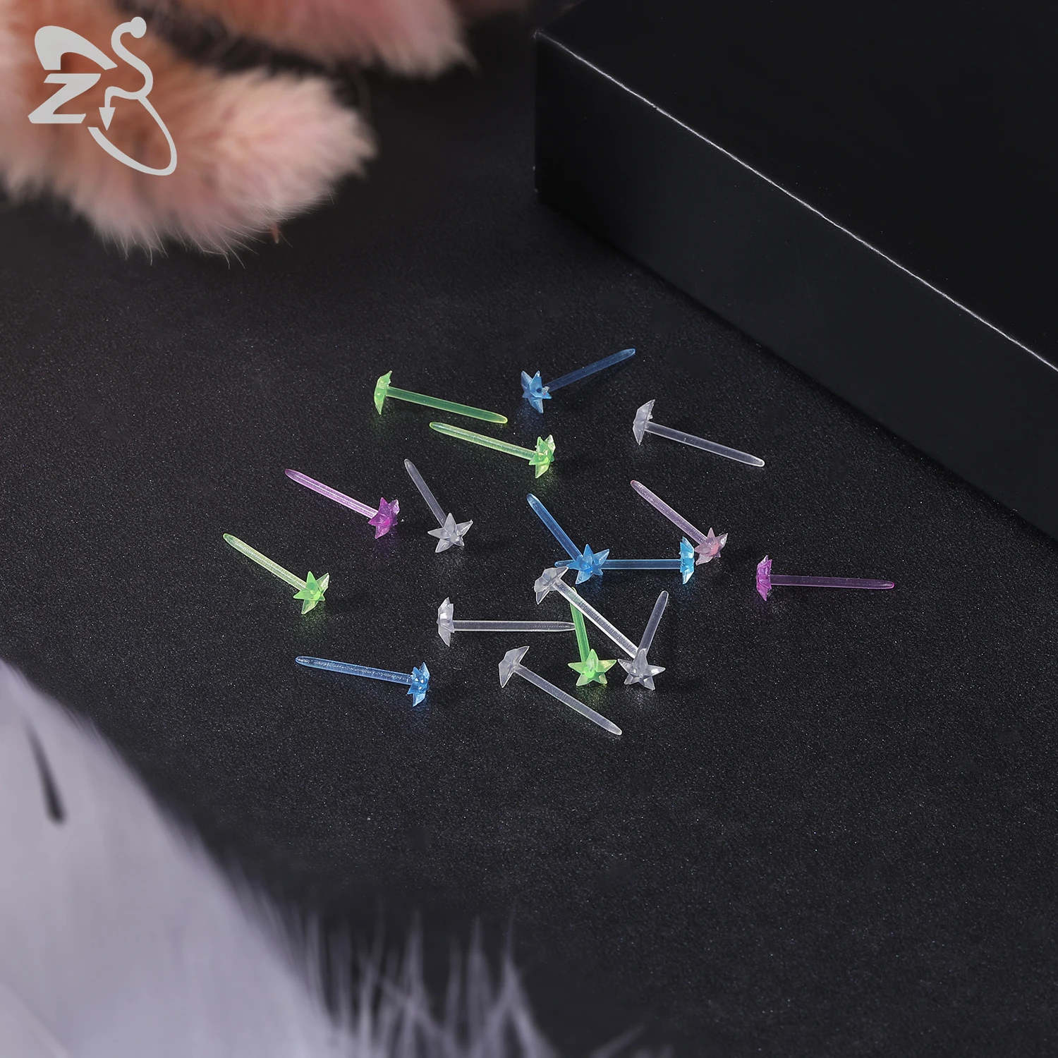 ZS 10-50pcs/lot Colorful Acrylic Stud Earring Invisible Transparent  Anti-allergy Ear Pin 20G Star Ball Curing Ear Hole Retainer