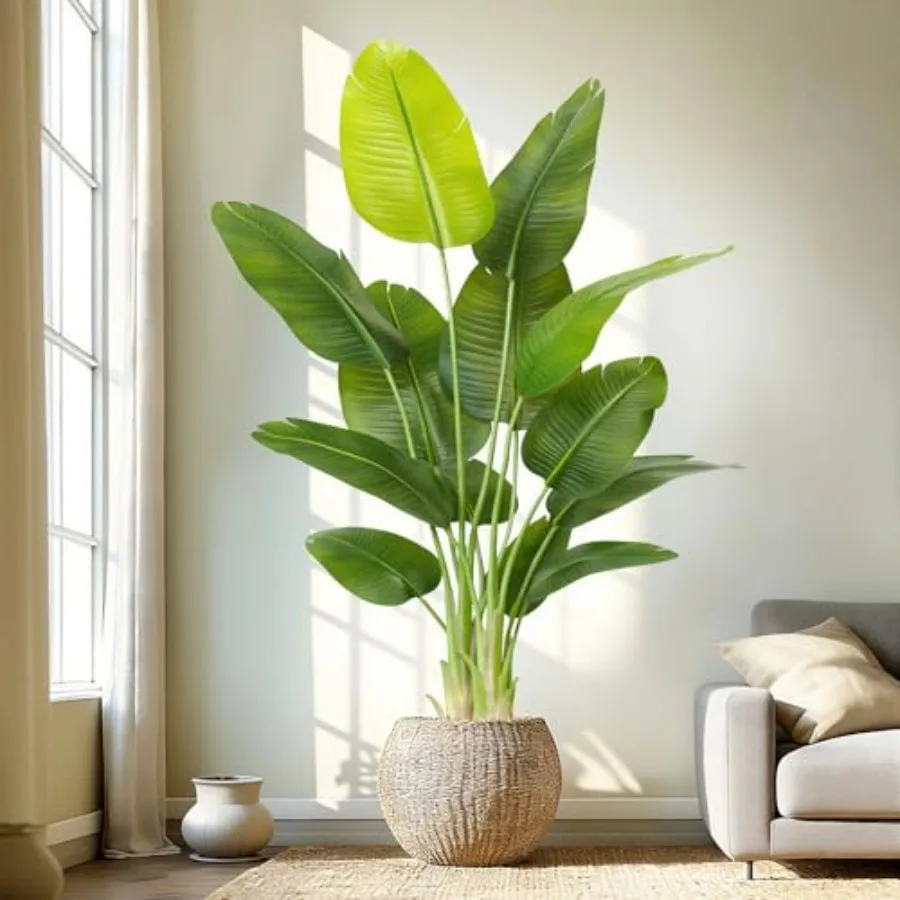 

Lifelike Bird of Paradise Artificial Plant Faux Banana Leaf Tree with 13 Trunks - Perfect Indoor Silk Floor Plant for Home Deco