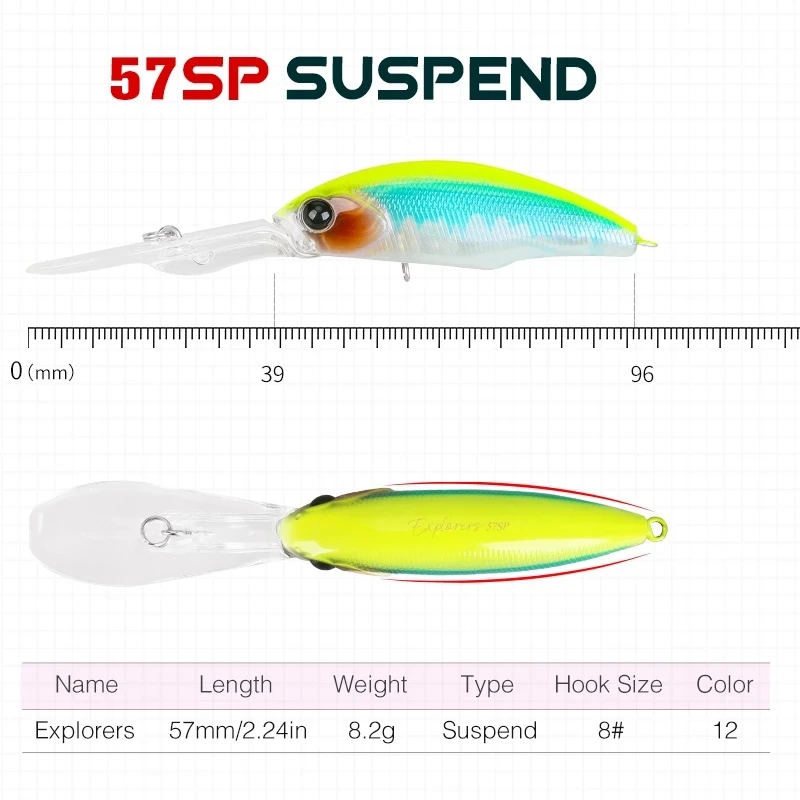 TSURINOYA 57SP Deep Dive Suspending Minnow SHAD Fishing Lure EXPLORERS 57mm 8.2g Long Casting Hard Baits Bass Pike Jerkbait