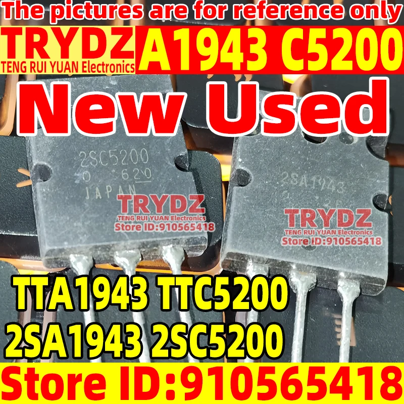 1 pair Original New A1943 C5200 TTA1943 TTC5200 2SA1943 2SC5200 TO-3P Audio amplifier transistor
