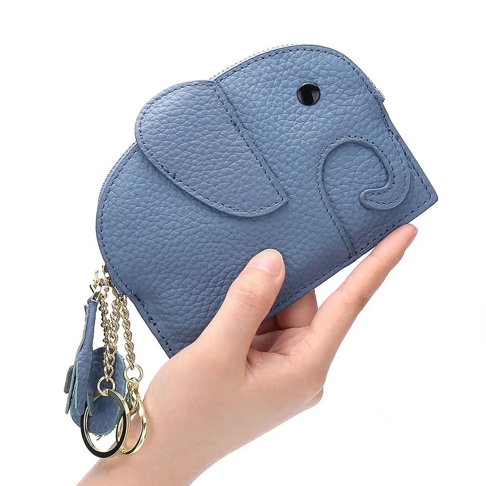 Cute Cartoon Women Coin Purse Genuine Leather Card Holder Wallet Cowhide Ladies Key Chain Coin Purses
