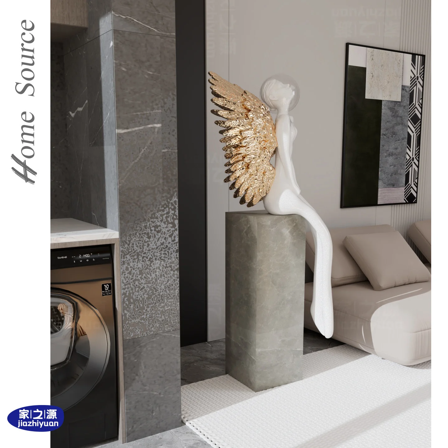 Source Modern Glass Steel Hotel Lobby Sales Office Hallway Living Room Foyer Girl Angel Landing Large Sculpture Character