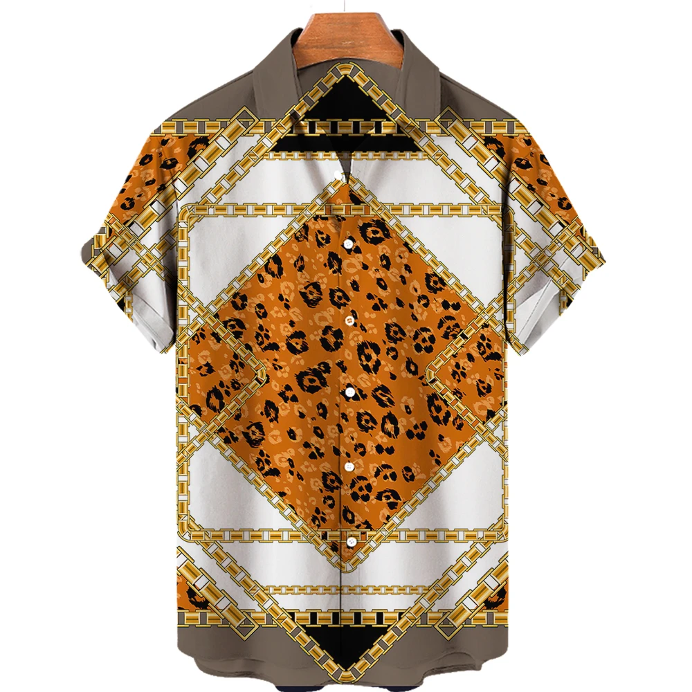 Camisa solta de manga curta havaiana masculina, respirável, barroca, casual, elegante, luxo, leve, 2024