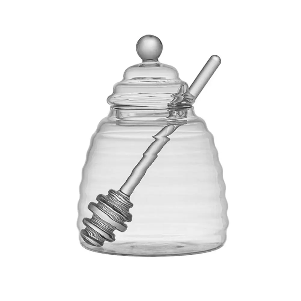 

Glass Honey Pot with Dipper and Lid Transparent Honey Storage Container Honeycomb Honeycomb Tank