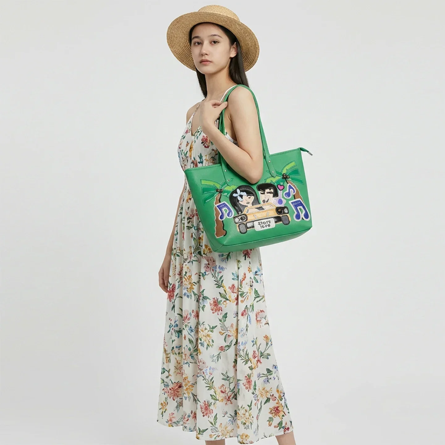 

Женская модная сумка-тоут с вышивкой и принтом, повседневная сумка для покупок, сумка через плечо, дорожная сумка для отпуска и поездок на работу, сумки для девушек