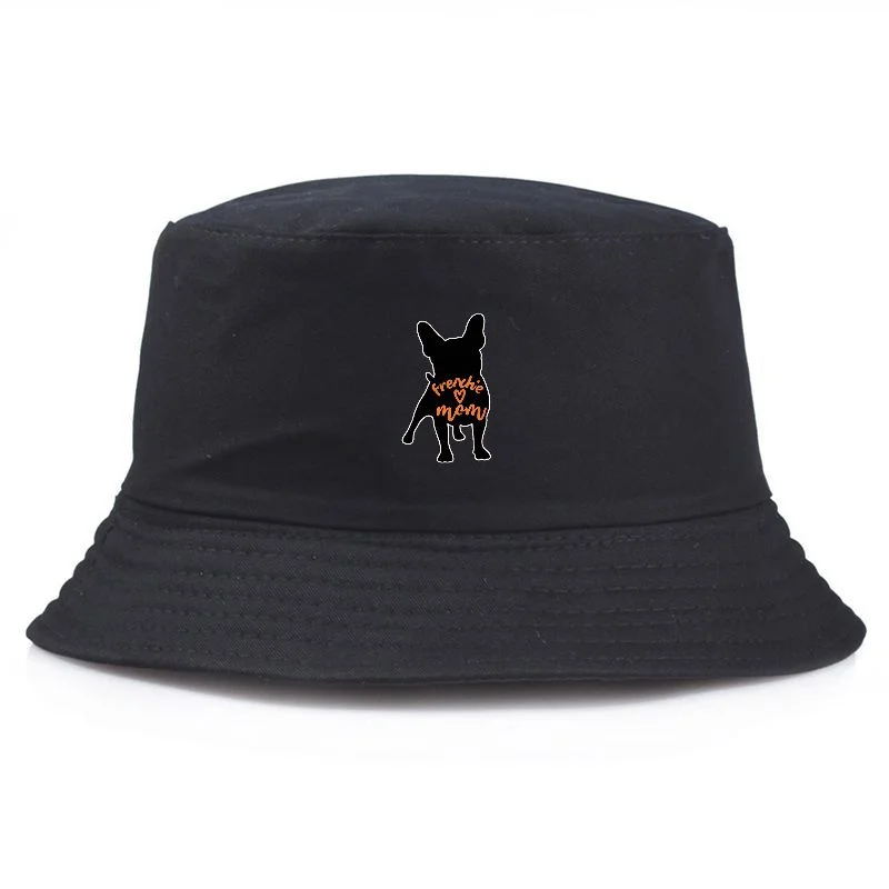 Frenchie Mom Bucket Hat Cotton Fisherman's Hat Vintage Y2K Casual Packable Sun Cap Classic Animal Print Fishing Cap