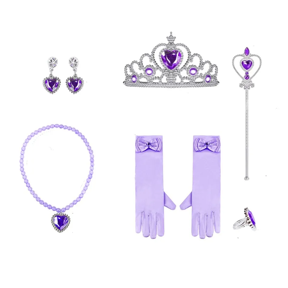 Girls Elsa Anna Accessories Set Gloves Wand Crown Jewelry Princess Role Play Ice Queen Accessories Girls Birthday Party Jewelry