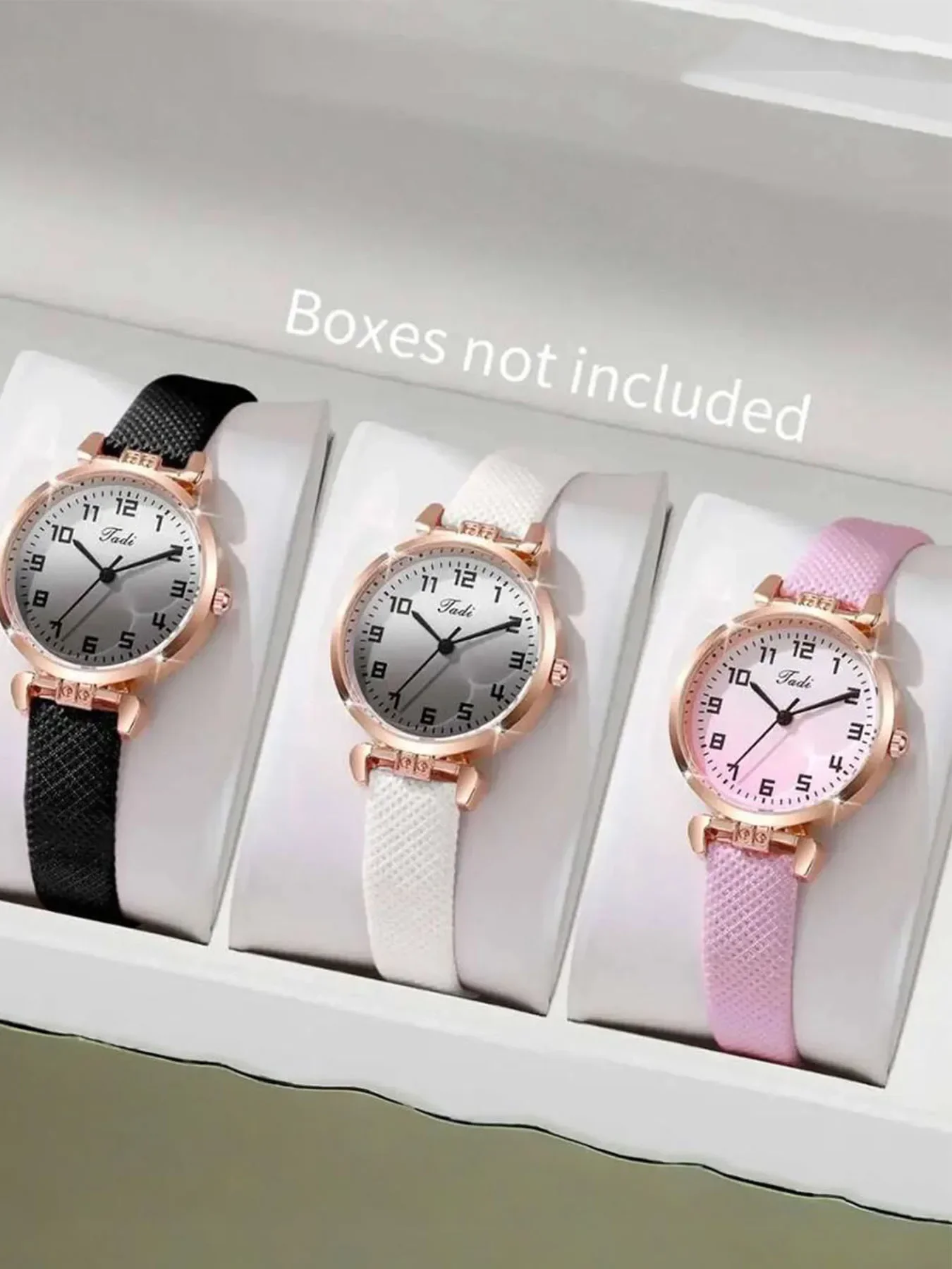 3/5-piece watch set for female niche, small and fresh students, gradient color, artistic style, digital scale women's watch
