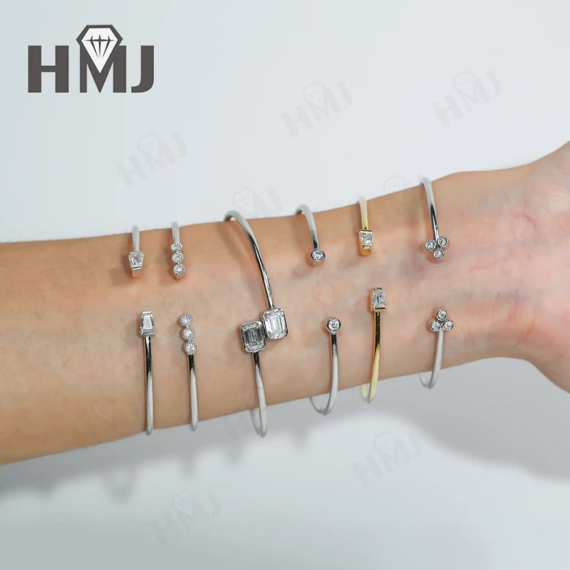 مويسانيتي الإسورة المفتوحة 925 الفضة الاسترليني هدية الذكرى سحر حزب بالجملة منفذ المصنع تمرير جهاز اختبار الماس للارتداء اليومي #3