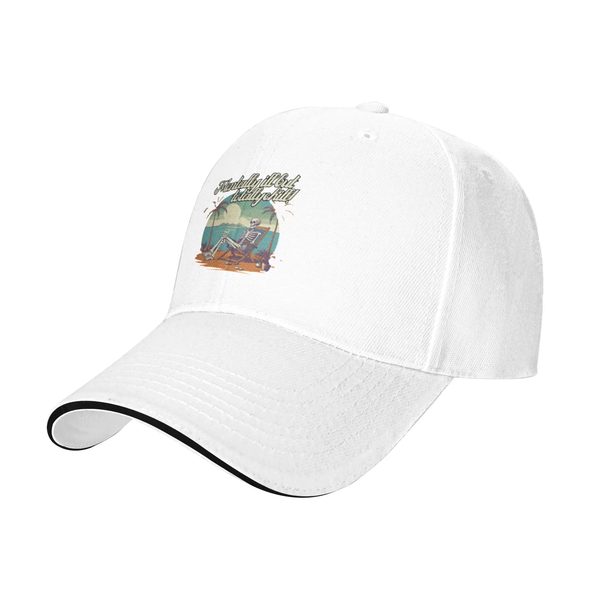 Mentally Ill But Totally Chill Skeleton Beach Gift For Children Men Women A Baseball Cap Hat