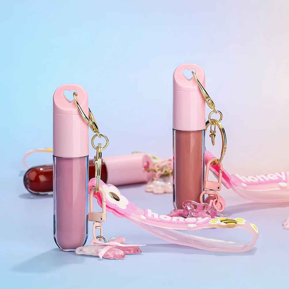 Private Label Lip Gloss Custom Logo Creative Pendant Multi-color Lipgloss Round Tube Moisture Lipstick Pigment Makeup Wholesale