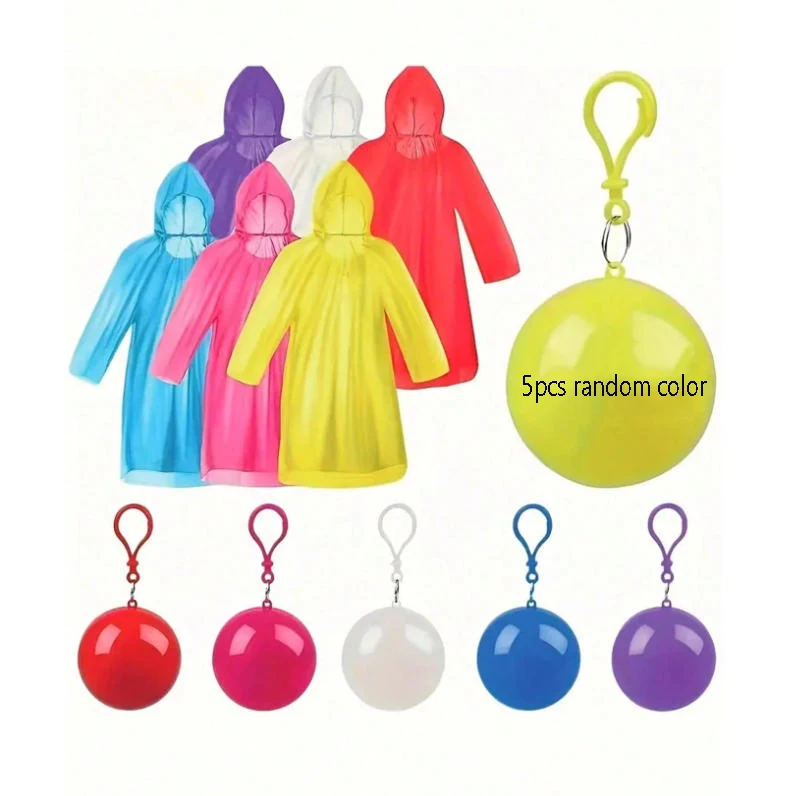 5Pcs Random Color Portable Rain Umbrella Ball, an essential item for carrying rainwater. One-time thick raincoat compression bag