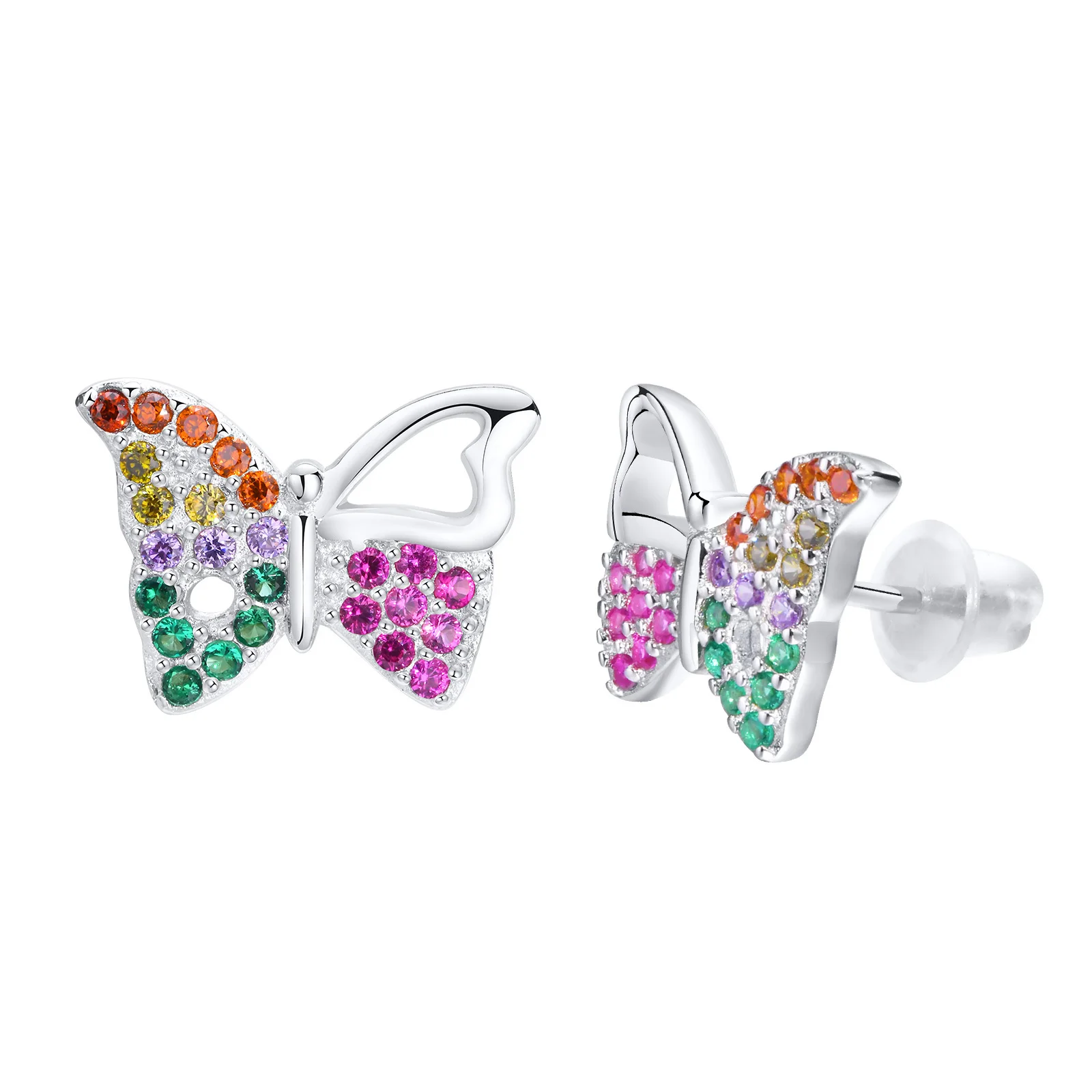 

Women's Zirconia Butterfly Stud Earrings, S925 Sliver Color Elegant Jewelry