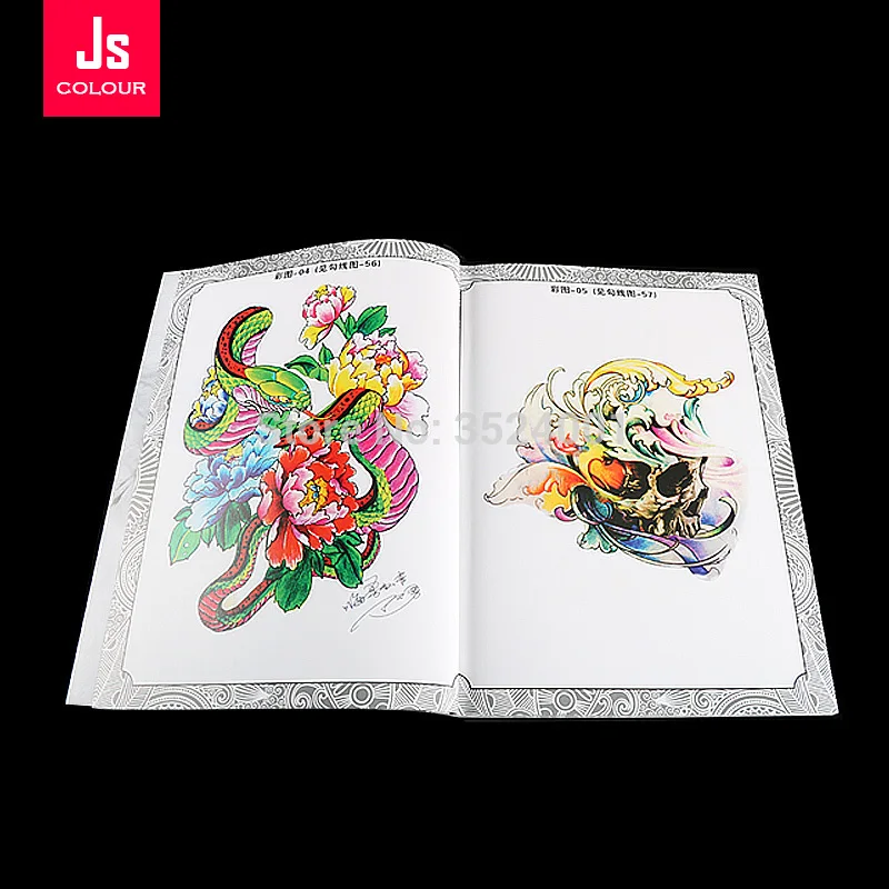 Tattoo Book Ornament Flower Animal Fish KOI Plants Tattoo Stencils PMU Body Art Accessories Suitable for Men Women Body Art Book