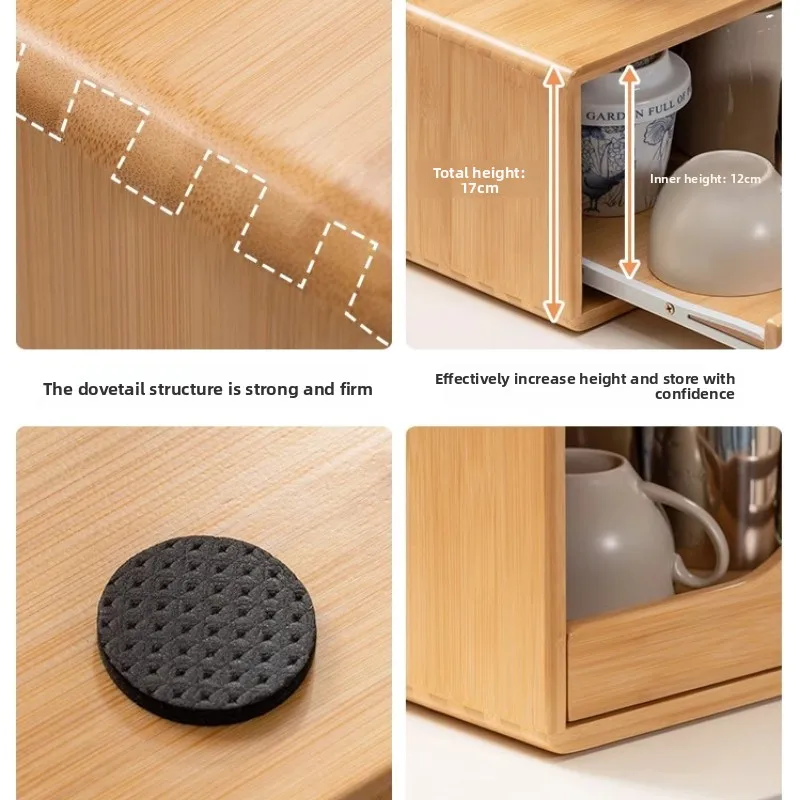 Desktop Coffee Machine Storage Rack Pull-Out Cabinet Cup Holder Iron Slide Rail Smooth Drawer Handle Design Stable  Organizer