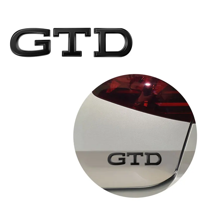 شعار شعار GTD GTE ، معدن كروم ثلاثي الأبعاد ، فضي ، أسود ، شارة درابزين جانبية ، ملصق سيارة خلفي ، اكسسوارات السيارات