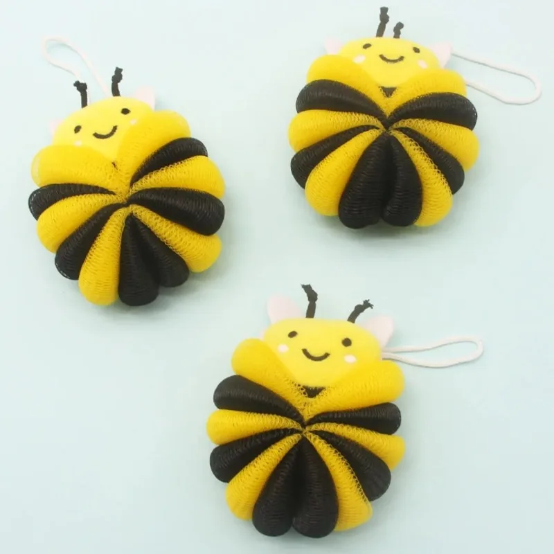 1 Stück Tier-Badeschwamm, Peeling-Körperbürste, niedliches Bienen-Design, Reinigungsbürste, Körperpeeling-Duschball für Männer, Badezubehör