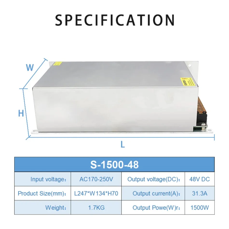 Imagem -06 - Conversor de Tensão de Alimentação Comutada Transformador de Acionamento do Motor Ventiladores Embutidos Smps 48 v 1500w 31.3a 170250v ca para cc