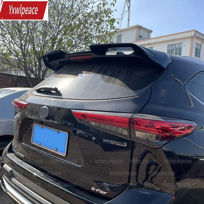 

For Toyota Highlander 4th 2021-2023 Roof Spoiler ABS Glossy Black/Carbon Fiber Look Rear Trunk Lip Wing Body Kit Accessories