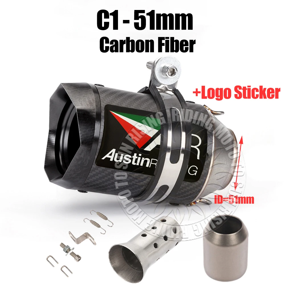 51mm 60mm Carbon/Stainless/Titanium AR Motorcycle Exhaust Muffler For Kawasaki Honda Yamaha KTM CF Suzuki Ktm Bmw etc Tail Pipe image 3