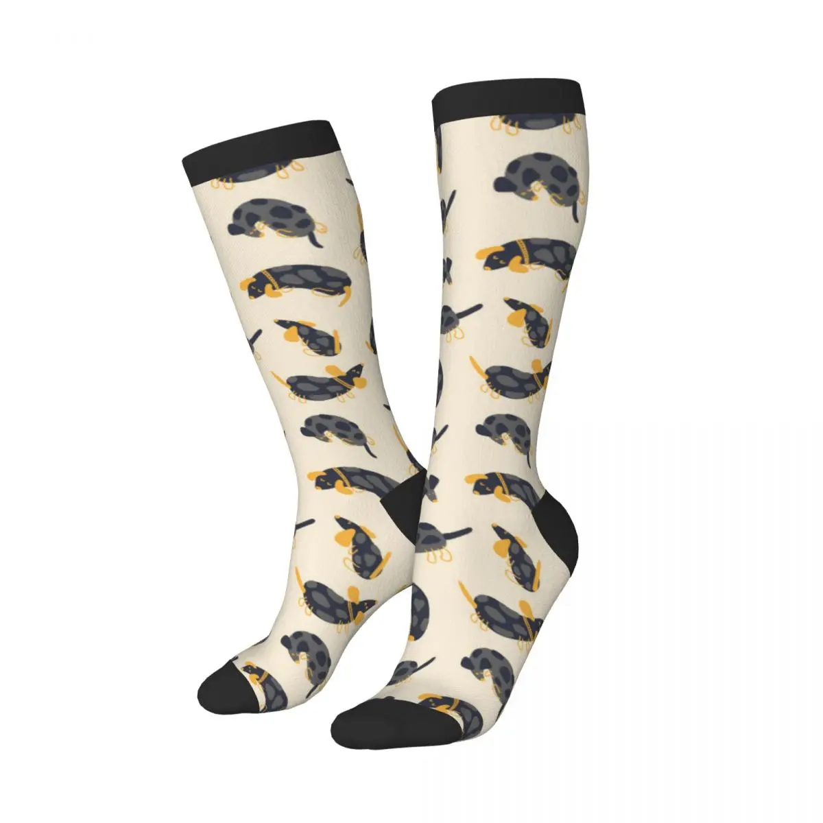 1 Pack Cute Spotted Black Dachshunds Over-knee Long Socks Middle High School Socks