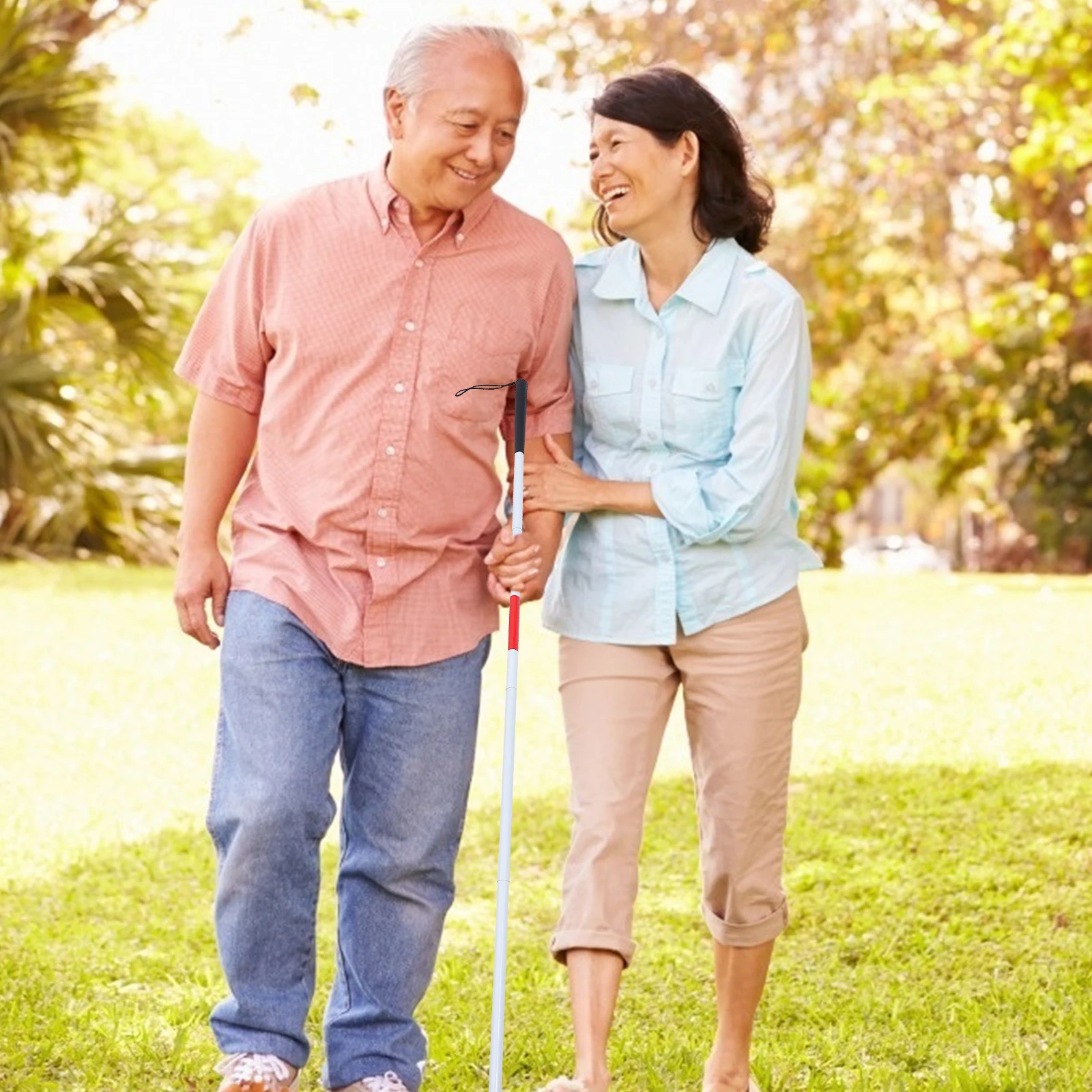 

складная слепая трость, четырехсекционная портативная трость из алюминиевого сплава, ночная безопасность, отражатель, веревочный крючок для слепых людей