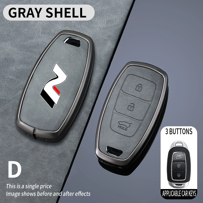 Étui pour clé de voiture en métal et cuir, pour Hyundai N Line I30 Ix35 KONA Encino Solaris Azera Grandeur Accent Santa Fe Palisade, porte-clés automatique