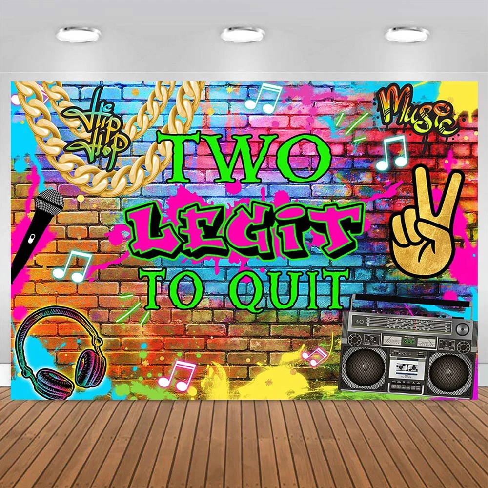 Mocsicka Two Legit to Quit Party Background Decoration Hip Hop Music Graffiti Photography Backdrop Decor Boy Girl Baby Birthday