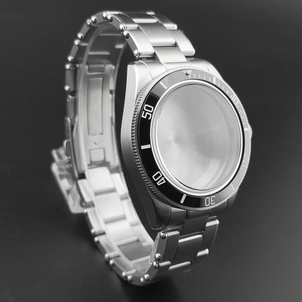 Manbushijie 39mm silver sterile watch case domed sapphire glass fit NH35 NH36 NH34 ETA2824 PT5000 movement - view 5