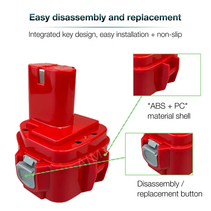 

4800mAh Ni-Mh Battery For Makita 1200 1220 1201 1222 1233SA/B1235 192681-5 PA12 Power Tool Batteries 12V Battery