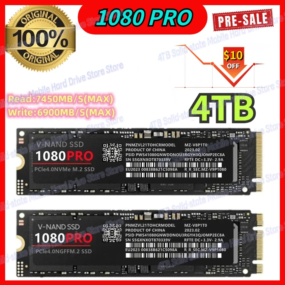 

100% Original 1080PRO Internal Hard Drive Solid State Hard Disk Ngff M.2 Pcie 4.0 Nvme 2.0 SSD Game For Desktop PS5 Gaming PC