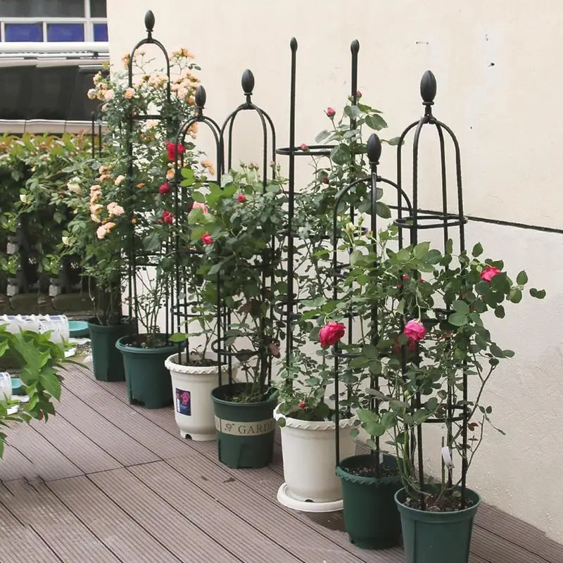 Garten Obelisk Gitter Metall Pe Stahl Beschichtung Blumen Unterstützung von verschiedenen Größen hohen Rahmen Käfig Reben Rosen für Pflanzen