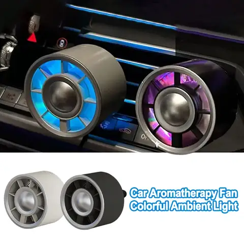 Car Air Outlet Mini Fan Air Outlet Fan Colorful Ambient Light Type C Port Car Air Outlet Clip Fans 3 Speeds Air Freshener