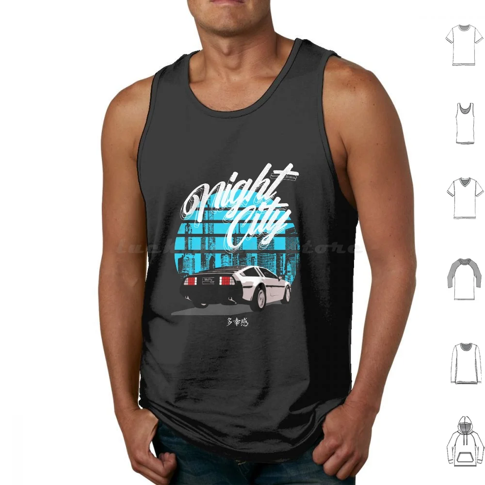 

Night City Tank Tops Print Cotton Neon City Japanese Dmc Back To The Future Car Night City City Night