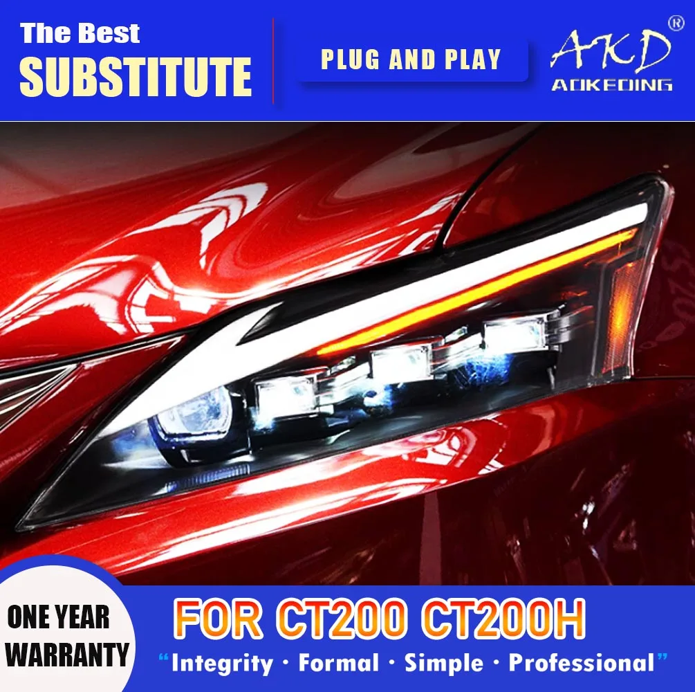 AKD Head Lamp for Lexus CT200 LED Headlight 2012-2017 Headlights CT200h DRL Turn Signal High Beam Angel Eye Projector Lens