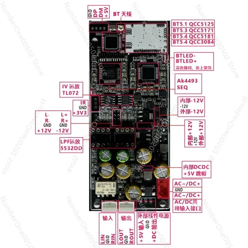 

Dual Parallel AK4493 Bluetooth 5.4 QCC5181 Lossless Reception USB Drive APP Lossless Music