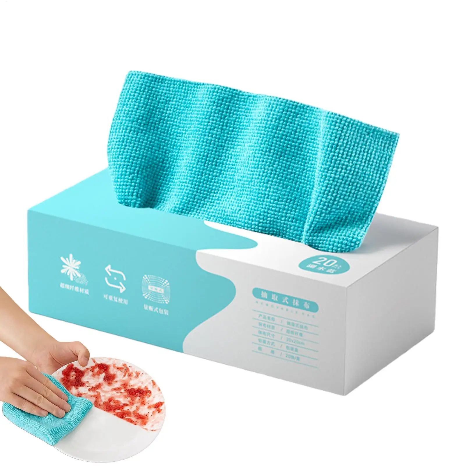 20Pcs/box Microfiber Towel Absorbent Kitchen Cleaning Dishcloth Non-stick Oil Dish Rags Napkins Tableware Home Cleaning Towels
