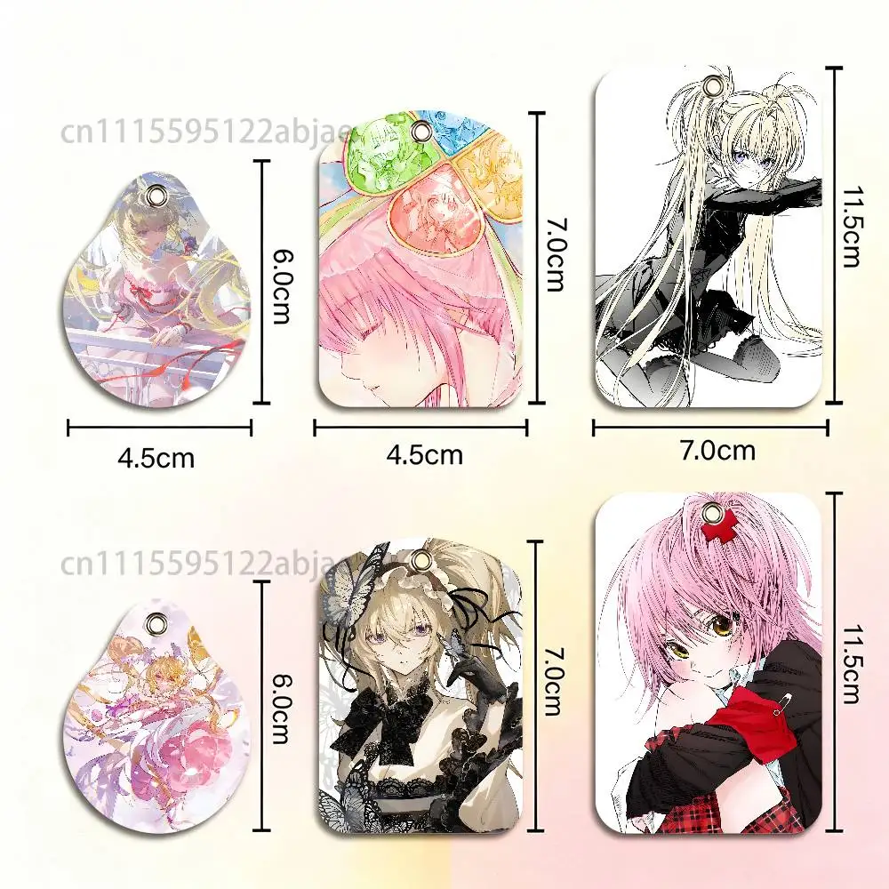 Anime S-Shugo Chara Rectangle ID Card Case Keychain Access Card Bag Key Tag Ring Leather Card Holder Key Ring