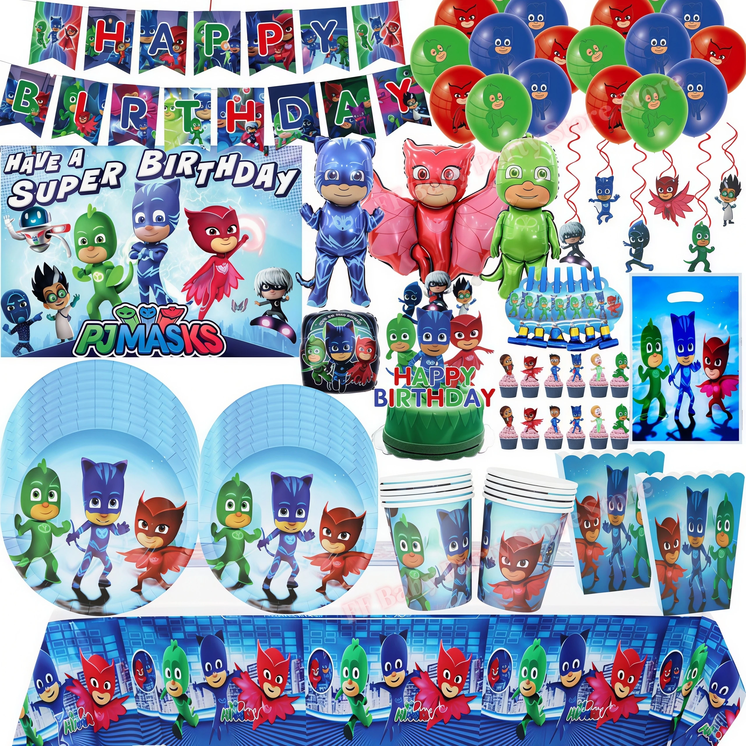 Decoración de Fiesta de Cumpleaños con Máscara de Superhéroe PJed, Platos, Vasos, Globos, Pancarta, Artículos para Fiestas Infantiles, Regalos para Baby Shower