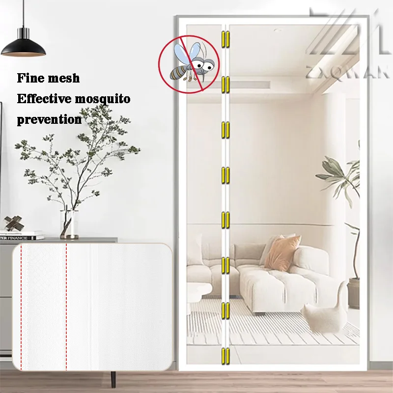 Magnetic Mosquito Net, Customized Size, Door Curtains, Automatic Closing, Invisible Mesh, Side Opening