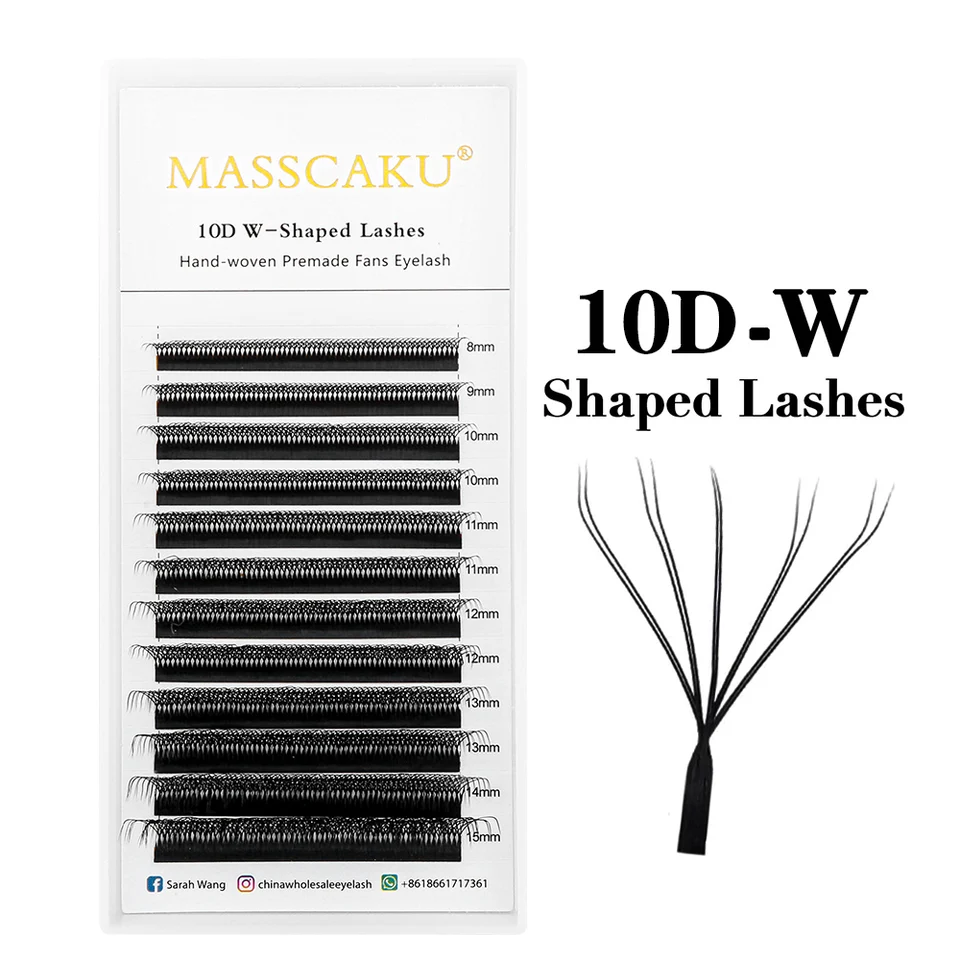 MASSCAKU 12Lines Premium Mink 3D 4D 5D 6D Pre-made False Eyelash W Shape Soft and Natural Individual Lash Extension Supplies, image 17