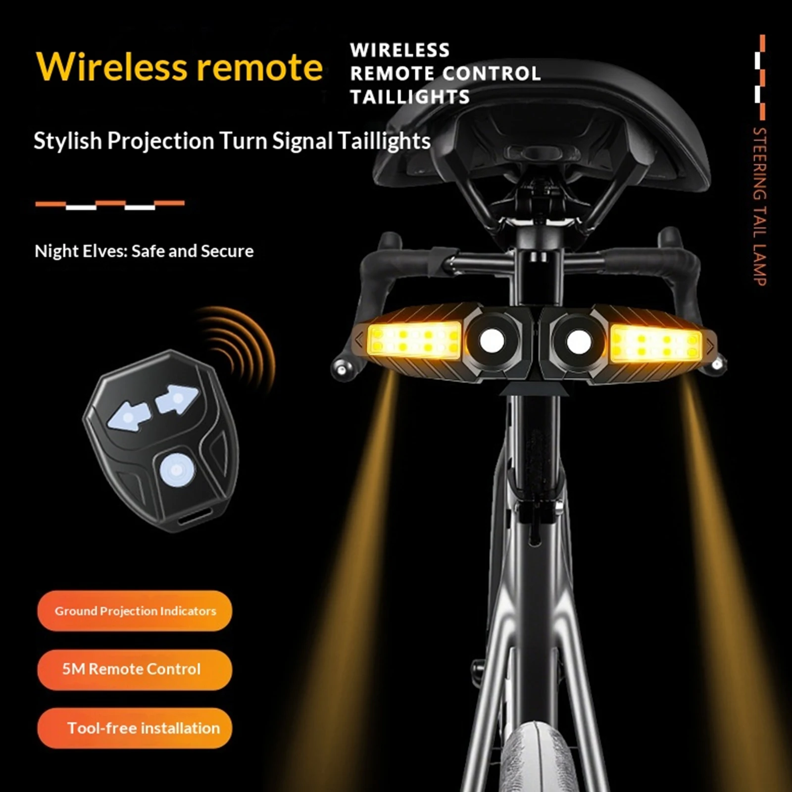 ไฟท้ายจักรยานแบบไร้สายพร้อมรีโ - Turn Signal Bike Light Wireless Remote บทวิจารณ์และราคา