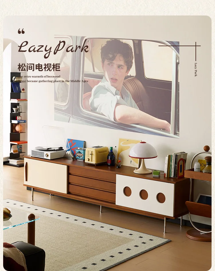 Boxwood solid wood TV cabinet Nordic retro living room home storage modern small apartment simple TV cabinet