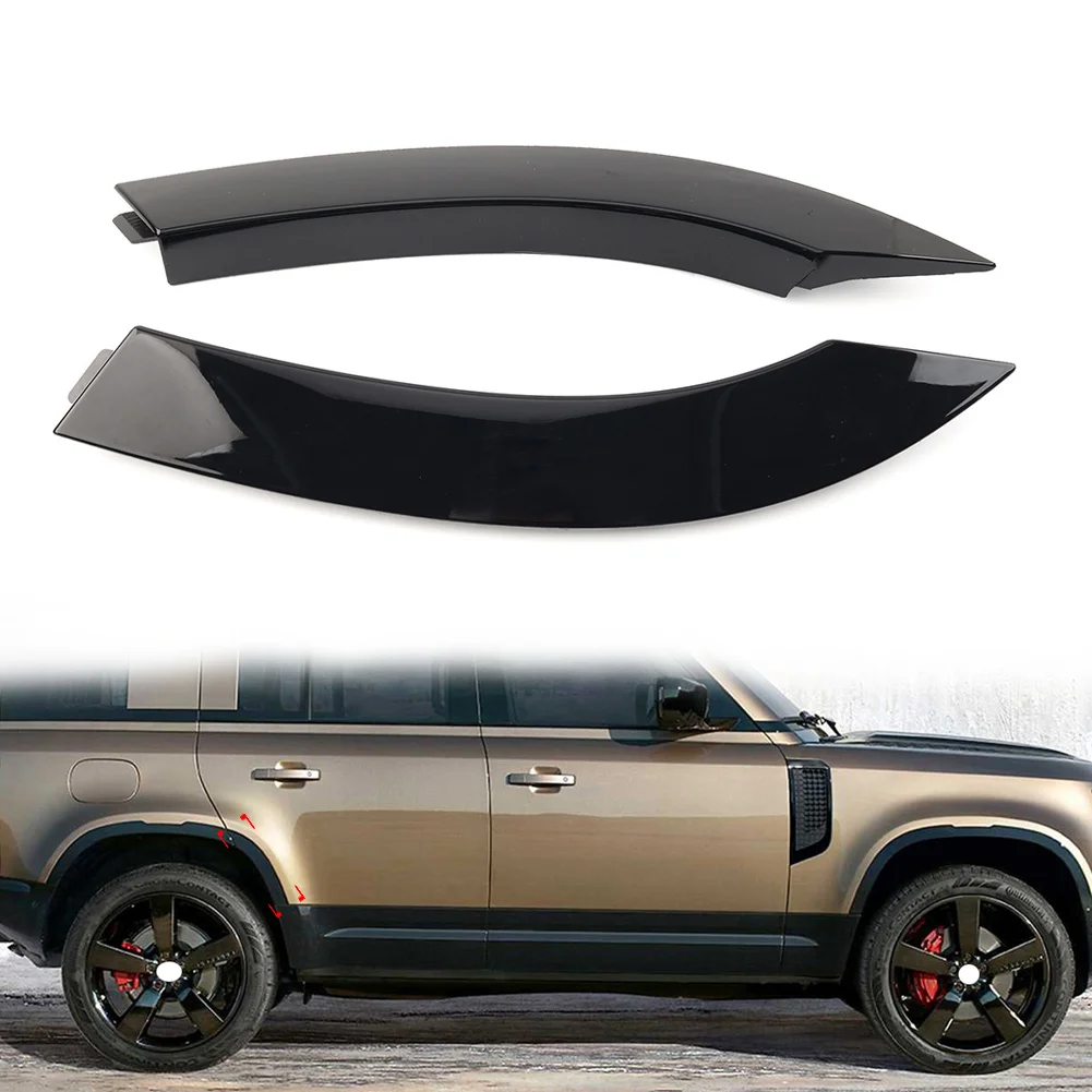 2 PCS Gloss Black Car Rear Wheel Front Arch Door Molding For Land Rover Defender 90 110 2020 2021 2022 2023 LR130538 LR130536