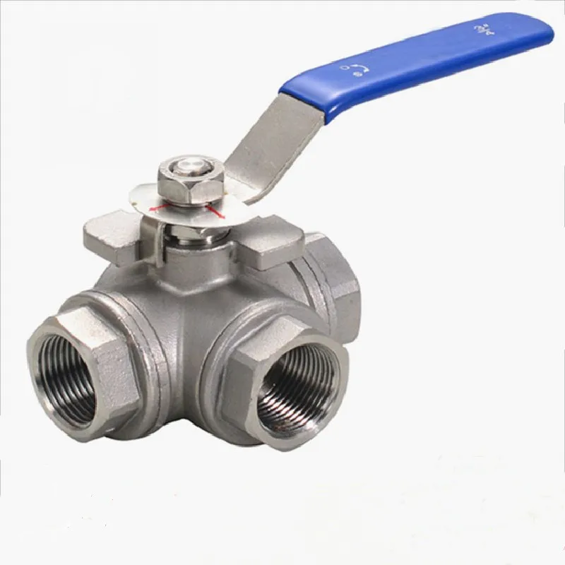 

304 Stainless Steel 1/4 3/8 1/2 3/4 1" BSP Female Full Port T/L-Port 3 Way Ball Valve Connector Adapter For Water Oil Air Gas