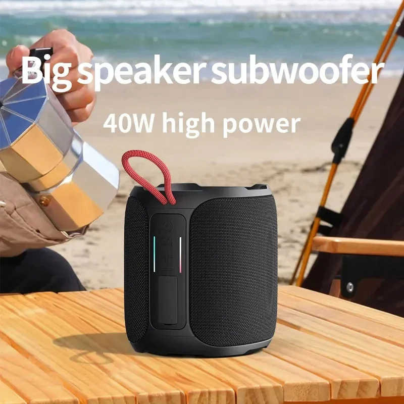 K50 40W Powerful Bluetooth Speaker 3D Stereo Portable HIFI Subwoofer IPX7 Waterproof with RGB Light 5000mAh Large Battery