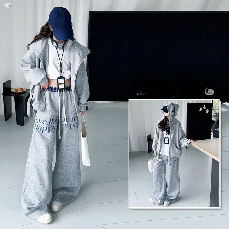 

teen girls Alphabet sportswear Set 2025 Autumn Style Casual Hooded sweatshirt+wide-leg pants 2pcs junior kids suit child outfits