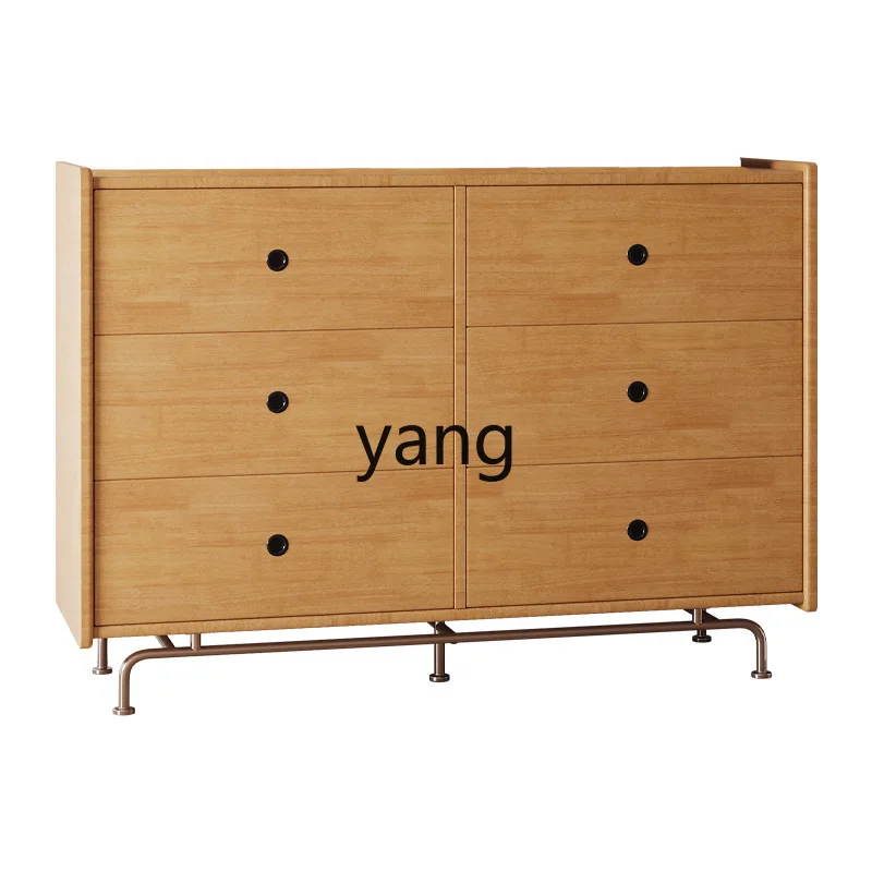 LH solid wood chest cabinet stainless steel modern simple home living room retro drawer cabinet